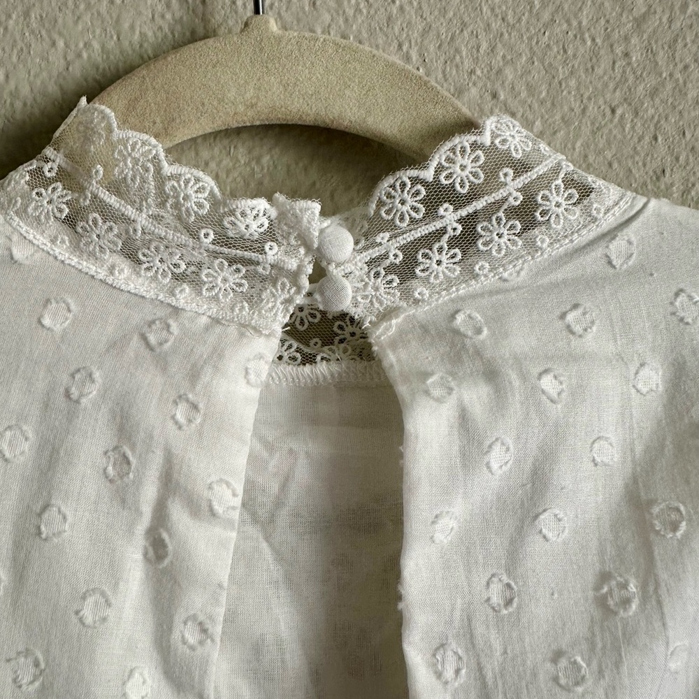 Vici White Cotton Crochet Ruffle Romper - Picture 5 of 7